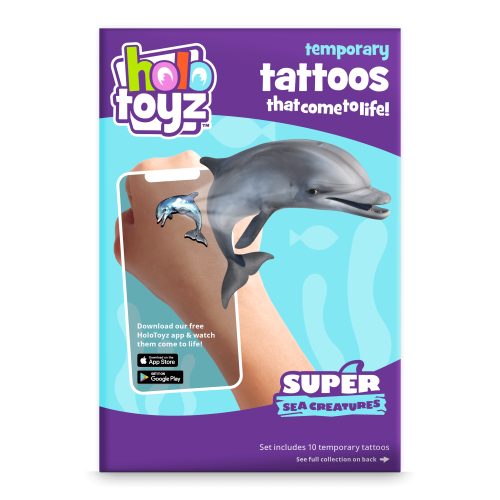tatouage dauphins baleine tortue - stickers qui prend vie holotoyz
